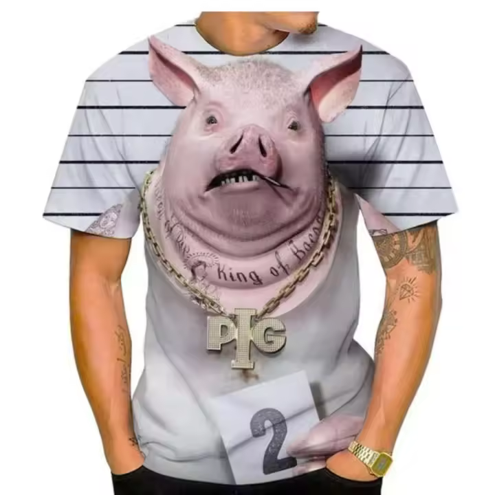 Camisetas con estampado 3D de Selg Fun para hombre y mujer, camisetas deportivas informales transpirables de secado rápido con patrón de cerdo personalizado - 1