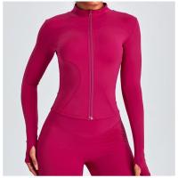 Top de Yoga de manga larga para mujer, chaqueta deportiva ajustada con cuello levantado para entrenamiento para correr, chaqueta deportiva para exteriores - details 10