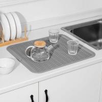 Alfombrilla de silicona para secar platos de varios usos, fácil de limpiar, ecológica, resistente al calor, para encimera de cocina o fregadero, forro para refrigerador o cajón gris XL 18 pulgadas x 16 pulgadas - details 3