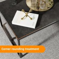 Mesa de centro de mármol para café: Mesa auxiliar de café con marco de metal estilo nórdico moderno para sofá de salón 100x60x43cm (gris) - details 23