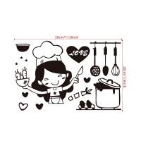 Pegatina de pared de chica feliz para decoración del hogar, calcomanía de interruptor de luz de nevera, arte DIY, para restaurante, Bar, cocina, comedor - details 5