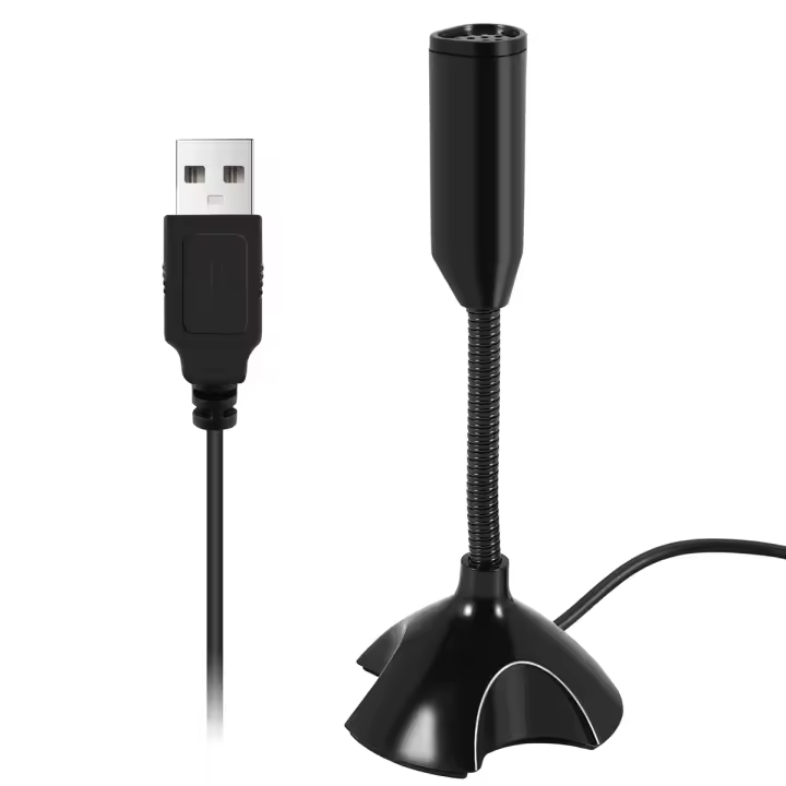 Micrófono USB Web Flexible con cancelación de ruido para Mac, PC, ordenador portátil, soporte - 1