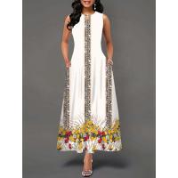 Women's Boho Long Dress Elegant Sleeveless Floral Print Casual Beach Party Summer Dress - details 14