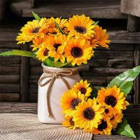 Ramos de Girasol Artificiales Búquet de Flores Falsas de 7 Cabezas 29cm de Enredaduras - details 4