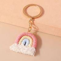 Colgante de borlas, llavero de arcoíris de tres colores, bonito llavero tejido hecho a mano, llavero de arcoíris de punto dulce duradero, regalos - details 5