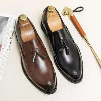 Zapatos formales de negocios a la moda para hombre con borlas, piel de vaca de suela suave, plantillas informales de malla de cuero para primavera y otoño - details 0