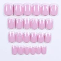 24pcs Uñas Postizas De Almendra Larga Con Línea Blanca Diseño Francés Para Instantáneamente Mejorar Tu Apariencia Uñas Postizas ABS Para Fiesta Verano - details 1