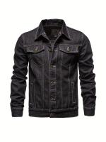 Chaqueta vaquera desgastada informal para hombre, abrigo con solapa de estilo callejero con múltiples bolsillos - details 5