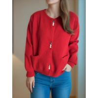 Suéteres de punto holgados de estilo coreano con cuello redondo para mujer, novedad de otoño 2024 - details 8