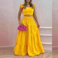 Conjunto de Vestido de Denim de Moda Primavera-Verano para Mujer Falda Sexy de Cintura Desviada, Vestido Casual de 2 Piezas - details 2