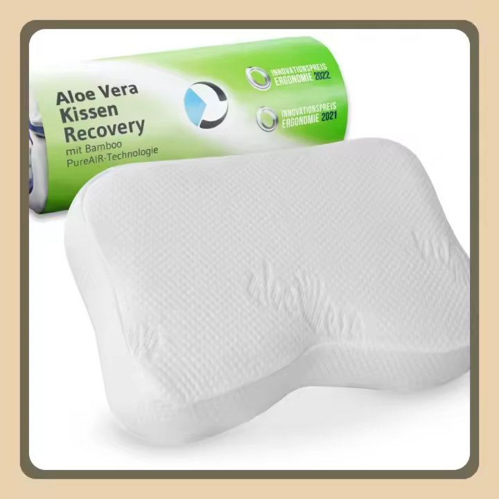 Almohada cervical Recuperación con aloe vera |   Almohada ergonómica para el cuidado activo de la piel |   Espuma viscoelástica con carbón activado de bambú |   Creada para dormir de lado o boca arriba - 1