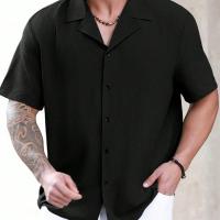 Camisa informal fina de alta gama para hombre, transpirable, resistente a las arrugas, que absorbe la humedad, con textura de manga corta - details 1