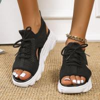 Nuevas Sandalias Casuales para Mujer 2025 con Cordones, Punta Abierta, Suela Gruesa y Tejido Flyknit, Talla Grande 43 - details 5