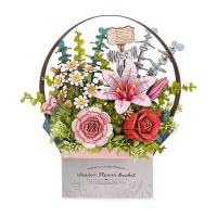 Robotime Rowood Basket DIY 3D rompecabezas de madera artesanía regalos de flores para niñas amigas diseño de decoración del hogar - details 0