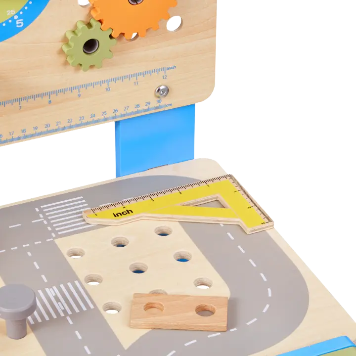 SucceBuy Banco de trabajo de madera para niños, juego de herramientas de 62 piezas para mayores de 3 años, herramientas realistas y juguetes de construcción para niños y niñas - 1