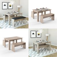 Mesa de comedor Sentio, antracita/roble dorado, 90 x 140 cm con 2 bancos - details 15