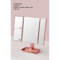 Espejo de maquillaje LED de tres aperturas espejo de mesa de la cómoda almacenamiento inteligente espejo de belleza plegable de - details 1