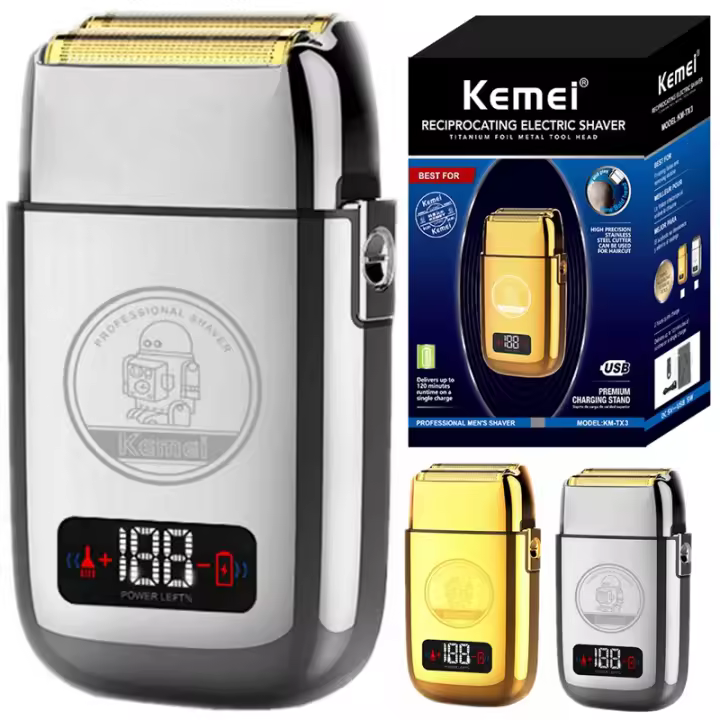 Original barber shop professional hair Shaver 5 speed metal shell electric Shaver rechargeable beard razor bald shaving machine - 1