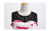 Lace patchwork summer women a line elegant vintage party dress with belt - details 44