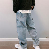 Nuevos Jeans para Hombre 2025 Estilo Coreano Moda Casual Pantalones Cargo de Pierna Ancha Lavado Claro con Bolsillos Tipo de Tejido a Rayas - details 1
