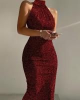 Moda mujer nueva tendencia Z Color sólido Sexy elegante Godde Single ulder Drees - details 23