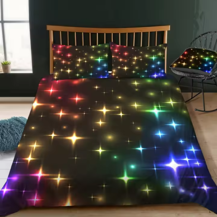 Conjunto de Cama de Estrellas Galaxia Cubierta de Edredón Suave para Niños y Niñas - 1