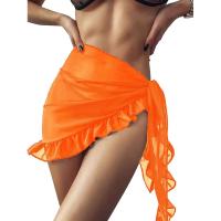 Traje de baño Coverups Mujeres Volantes Dobladillo Sarong Playa Bikini Wrap Sheer Falda Corta Bufanda de Gasa para Traje de Baño - details 13