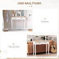 Mesa de Consola Retro Diseñada Mesa Auxiliar con 2 Cajones para Sala de Estar Dormitorio Blanco - details 4