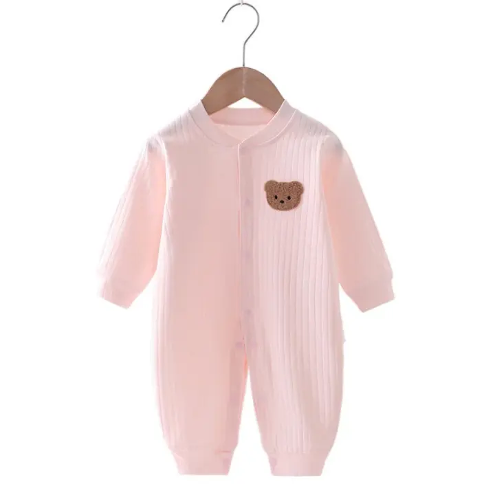 Pelele de algodón para bebé, mono de oso de Color sólido, ropa de una pieza para recién nacido, 0 a 18 meses, Otoño, 2023 - 1