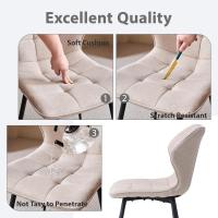 4 Sillas de Comedor de Lino, Sillas de Cocina Nórdicas Modernas y Ligeras con Patas de Metal para Sala de Estar y Dormitorio - Caqui - details 4