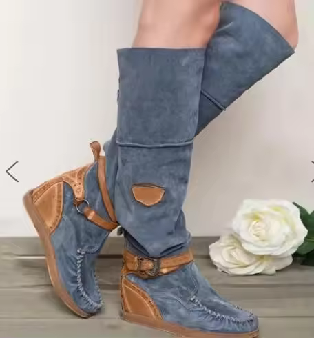 Botas por encima de la rodilla para mujer, zapatos de Botas Largas a la moda de otoño e invierno - 1