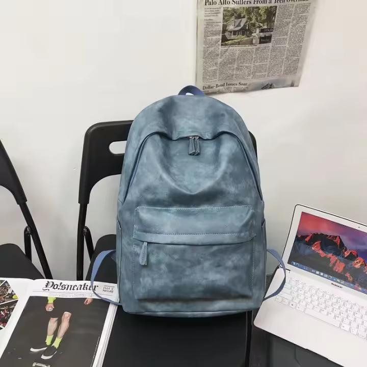 Mochila de cuero suave, mochila de viaje informal para estudiantes universitarios, mochila para computadora de gran capacidad para hombres - 1