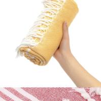 Toalla de playa de gran tamaño para baño a rayas turcas con borlas, súper absorbente, suave y fácil de cuidar, 100% algodón, adecuada para viajes - details 2