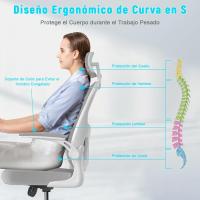 Silla de Oficina Ergonómica Ajustable Respirable, Ajustable, Giratoria de 360°, Reposabrazos Abatibles de 90°, Soporte Lumbar - details 3