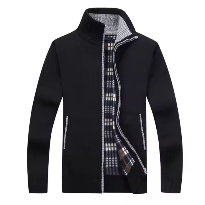 Cárdigan de suéter de lana para hombre de invierno, chaqueta de suéter cálida, chaqueta de punto para ropa de hombre - 1