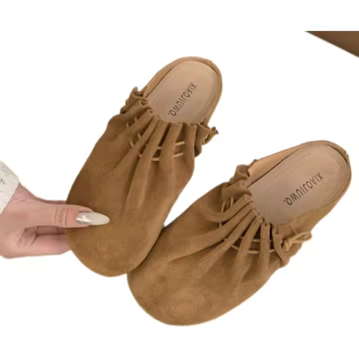 Nuevos Zapatillas de Plataforma para Mujer Primavera-Verano 2025 Versátiles Cordones de Media Pantorrilla en Piel Arrugada - 1