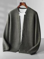 Chaqueta deportiva de lana para hombre, cárdigan de Cachemira con cuello en V informal a la moda, Chaqueta deportiva suave de punto de lana para otoño e invierno - details 3