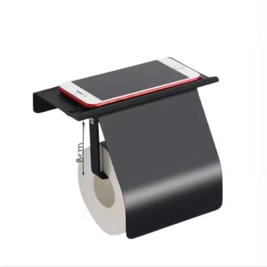 Soporte de papel higiénico de acero inoxidable con soporte de teléfono para baño y cocina - 1