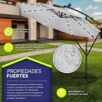 Parasol Excentrico de Sombrilla con 32 Luces LED Solar Giratorio 360º, Protección UV - details 11