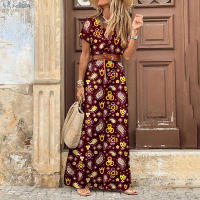 Vestido de playa con cinturón y diseño dividido para mujer, vestido de flores multicolor para vacaciones, fiesta nocturna - details 1