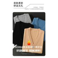 Cárdigan de lana importado australiano para hombre, chaqueta informal holgada con cuello en V para otoño e invierno, suéter de talla grande a rayas de colores a la moda - details 4