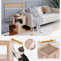 PAWZ Road Camita para gatos con dos grandes condominios, almohadilla rascadora, rascadora para gato desmontable, casa de madera para gatos con tapetes mullidos, muebles para gatos y juguetes para gatos - details 10