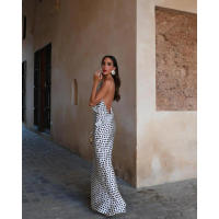 Vestido largo con volantes y estampado de lunares para mujer, traje Sexy sin mangas con Espalda descubierta, ajustado - details 1