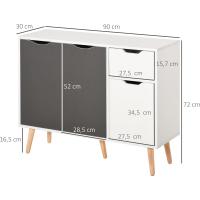 Aparador para Salón con 3 Puertas y Cajón Mueble Auxiliar para Salón Cocina Dormitorio 90x30x72 cm Blanco y Natural - details 11