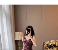 Vestido floral francés para mujer, nuevo diseño de verano, temperamento sin mangas, cintura alta adelgazante, falda larga de cola de pez - details 6