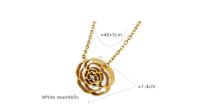 Collar con incrustaciones de diseño de nicho moderno y elegante, versátil, con rosas cálidas, circonita, conchas marinas blancas y accesorios chapados en oro. - details 0