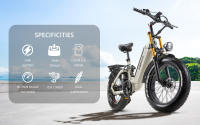 Ceaya A20 Pro Bicicleta eléctrica 20*4.0 pulgadas 1000W 48V 20AH 45km/h Vehículos eléctricos, Shimano 7 velocidades, Pantalla LCD a color, Freno de disco hidráulico, Faros brillantes, luces traseras, Ajuste de amortiguación de 15 etapas, Amortiguador tras - details 0