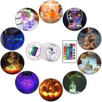 3 luces nocturnas RGB subacuáticas con control remoto LED, batería para pecera, piscina, luces de boda - details 3