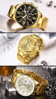 Reloj de lujo para hombre dorado, esfera grande y llamativa, luminoso, resistente al agua, de acero inoxidable, éxito de ventas en Oriente Medio para hombre de negocios. - details 10