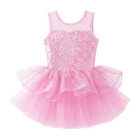 Vestido de baile de Ballet para niñas, sin mangas, lentejuelas brillantes, leotardo de malla, tutú, Ropa de baile, gimnasia, patinaje, disfraz de escenario actuación - details 15